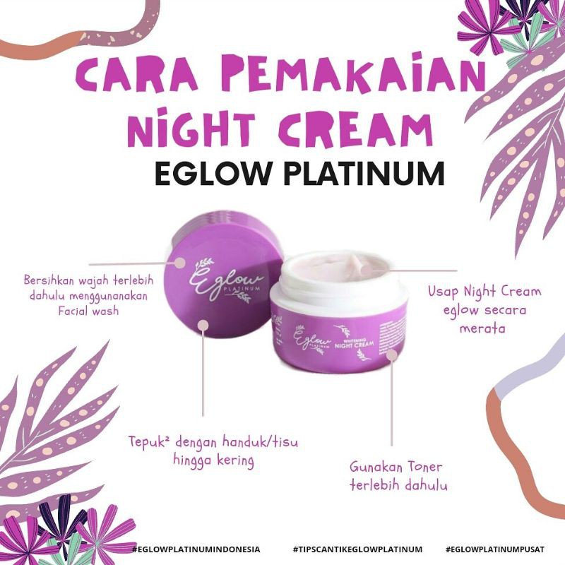 Whitening Night Cream Eglow Platinum BPOM