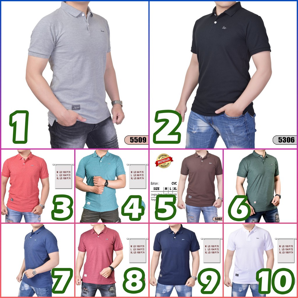 POLO SHIRT KAOS POLO POLOS KAOS KERAH LEVIN PRIA BIRU