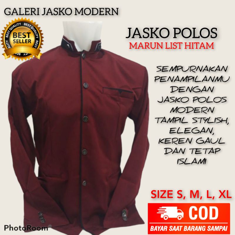 Jasko Polos Merah Marun |  Baju Koko dewasa | Koko Merah Marun | Jas Koko Pria | Jasko | Jas Koko