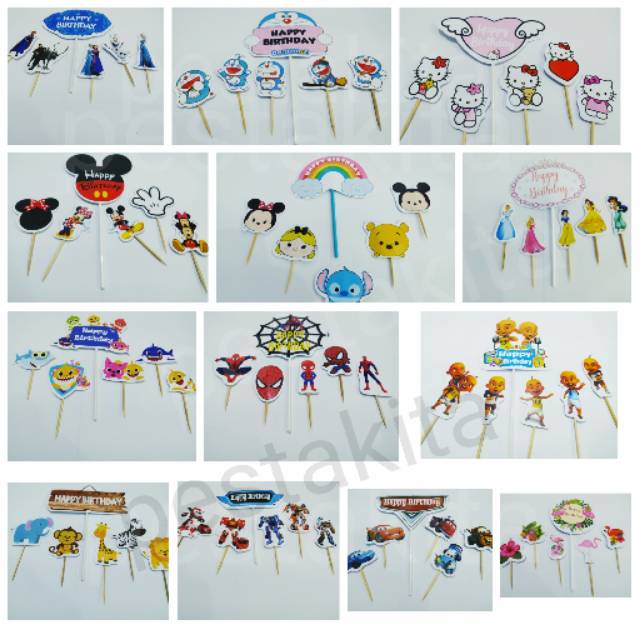 Topper Karakter / Cake Topper Karakter Set / Frozen / Doraemon/ Spiderman / Upin Ipin / Micky / HK