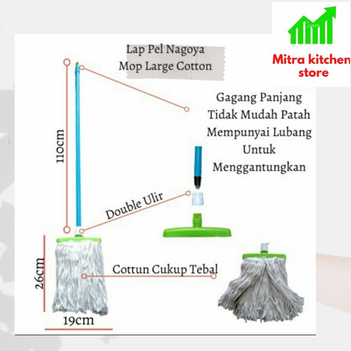 Diskon lap pel nagoya katun lap pel nagoya cotton bulat medium besar - oval besar Berkualitas
