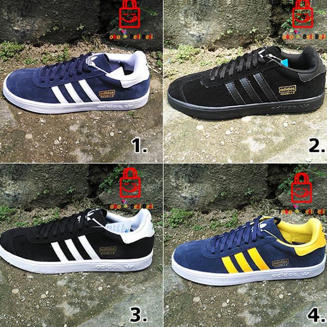 promo sepatu sneakers adidas gazelle pria casual suede - hitam putih, 39 terbaru