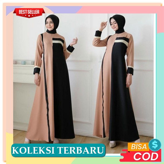 Baju Gamis Wanita Ceruty Viral Original Branded Simpel Terbaru 2022 Untuk Lebaran A2M5 Remaja Berkua