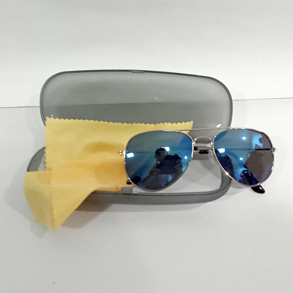 Kacamata anak aviator hitam / sunglasses fashion bl rv mirror murah lucu keren / aksesoris kids sunglasess kaca mata anak laki atau perempuan-biru + box