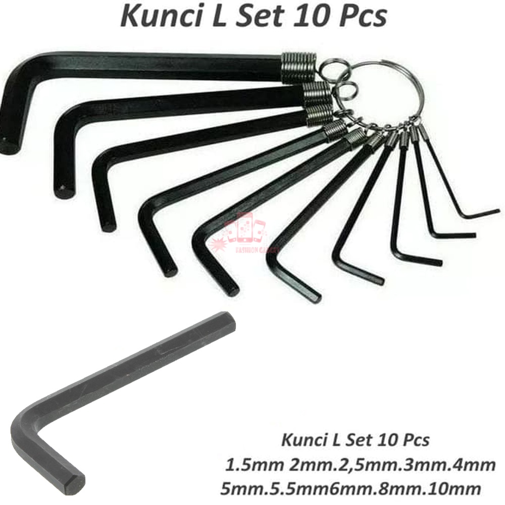 Kunci L ( 1 Set Isi 10pcs ) Hex Key Ring 10in1 Tools Wrench Kunci L Set Hex Key Ring 10 in 1 Tools 10 Pcs