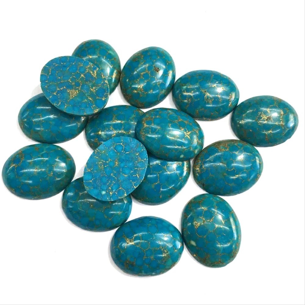 NATURAL BATU AKIK PIRUS BIRU TURQUOISE SERAT EMAS