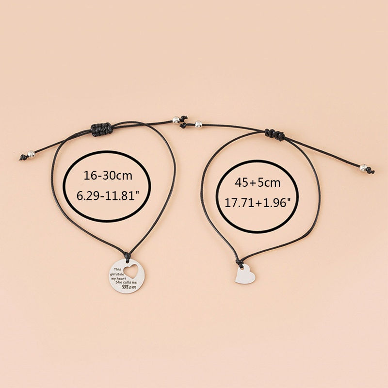 Siy 2pcs Cutout Heart Kalung/Gelang Stainless Steel Yang Sesuai Dengan Cinta Kalung Gelang Set Hadiah Hari Ibu