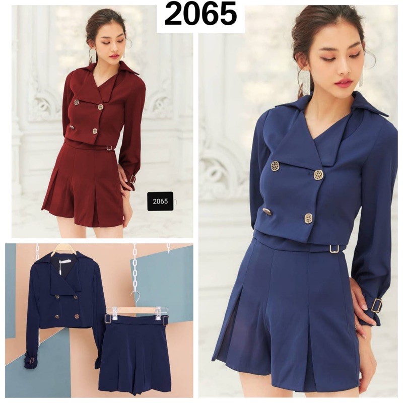 PAKAIAN SET BAJU CROP TOP LENGAN PANJANG SETELAN CELANA PENDEK WANITA REMPEL SCUBA PEREMPUAN F2065