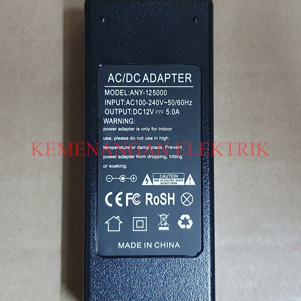 ADAPTOR DC 12V 5A in: 220V POWER SUPPLY ADAPTER CCTV 12 VOLT 5 AMPERE