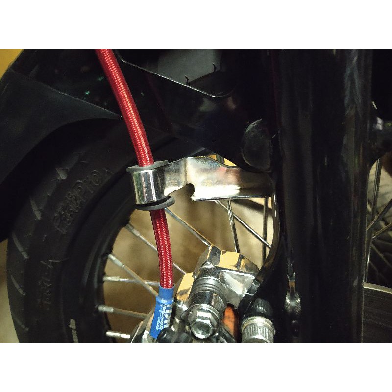 Kleman / Klip Selang Rem Cakram Depan RX KING Original Di Chrome
