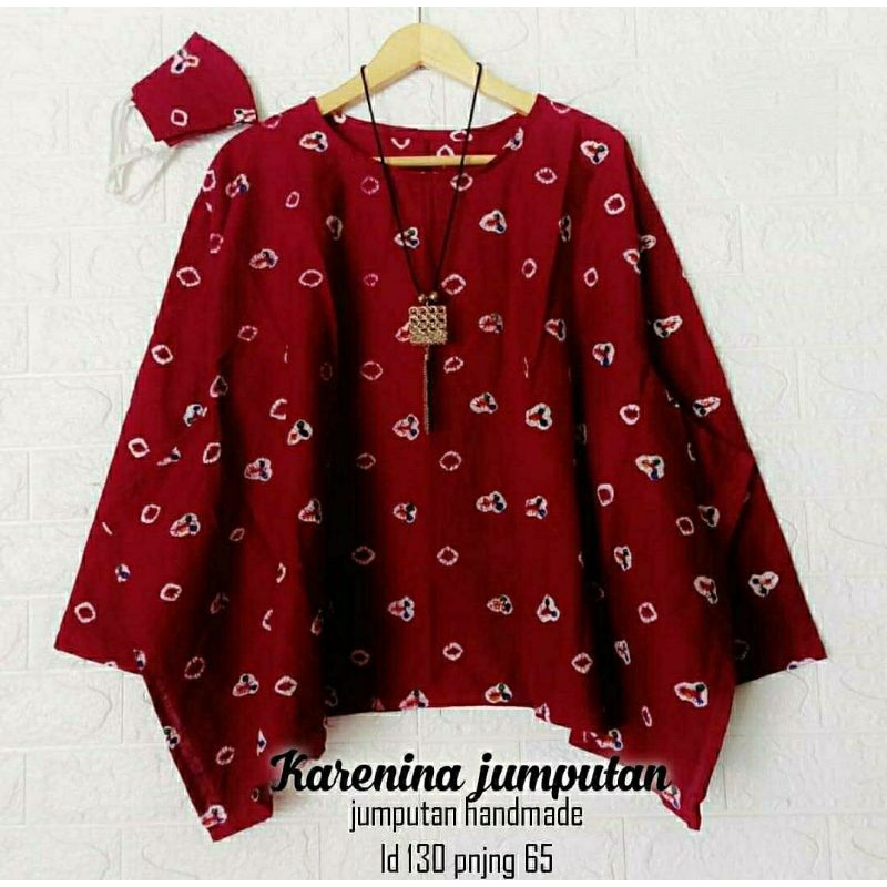 blouse batik jumputan untuk baju kantor kartini
