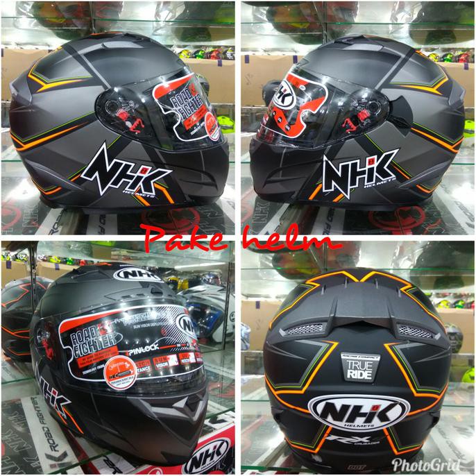 HELM NHK RX9 HAWK BLACK ORANGE DOFF FULL FACE