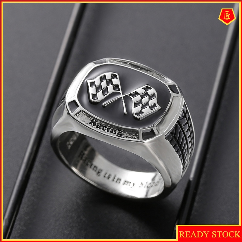 [Ready Stock]Classic Fashion Men's Silver Black Ring