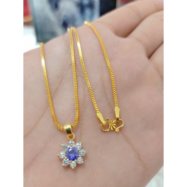 KALUNG ANAK DAN LIONTIN PERAK 925 LAPIS MAS 24K