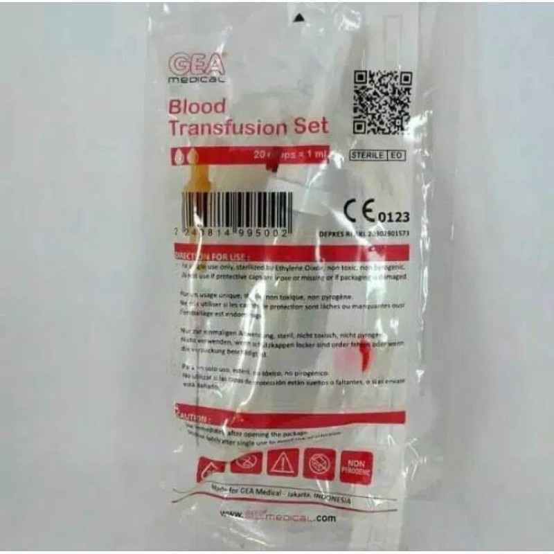 BLOOD TRANSFUSION SET / SET TRANSFUSI DARAH / SELANG TRANSFUSI - GEA