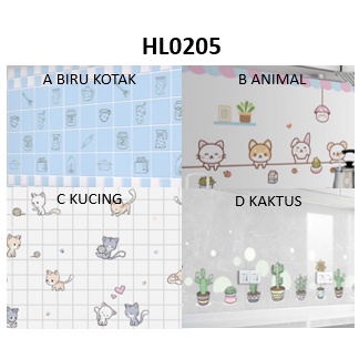 HL0205 wallpaper Dinding Dapur Kitchen desain kartun Anti Air Dan Minya 3D