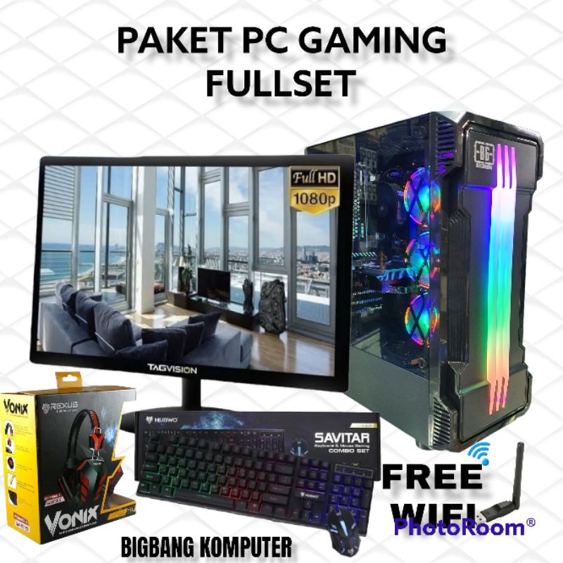 Pc Cpu Gaming Core i7 3770 Ram 16Gb Vga 4Gb ddr5 Led 20inch Siap Pakai