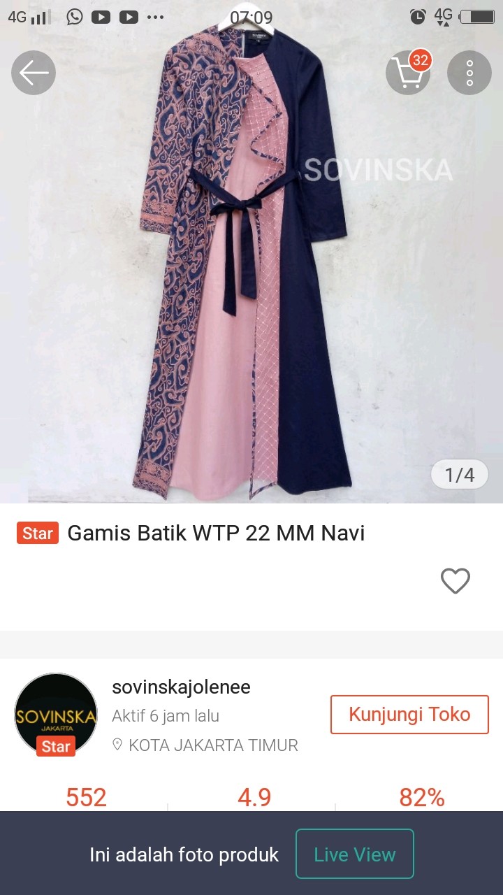 Gamis Batik Wtp 22 Mm Navi