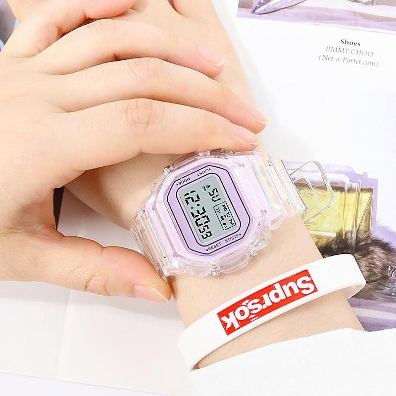 Jam Tangan Wanita Digital Strap Rubber Bunga Daisy Korea Style Fashion