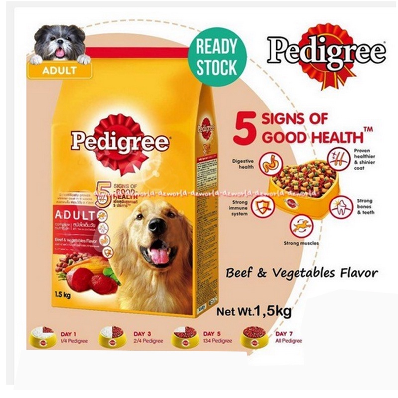 Pedigree Adult 1.5kg Complete Nutrition Dog Food Beef Lamb Vegetable Makanan Anjing Pedigre Pedigri