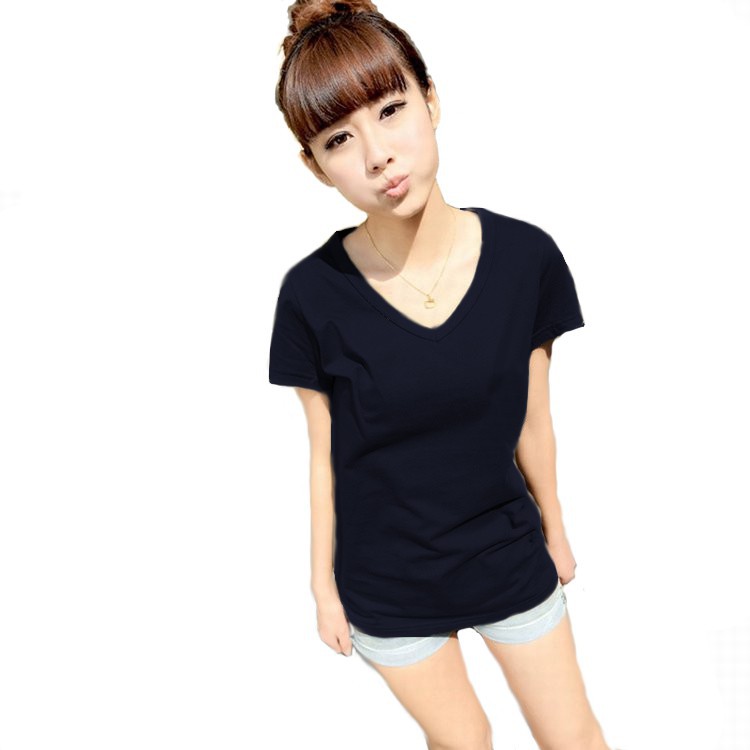 Vioree XL fit to XXL T-Shirt Wanita V-Neck Polos Tangan Pendek Kaos Leher V | OKC