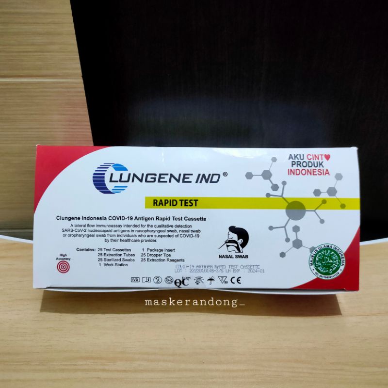 Rapid Test Antigen Lungene 1 Box Isi 25pcs / Alat Tes Rapid Antigen 1 Kotak / Swab Antigen Mandiri