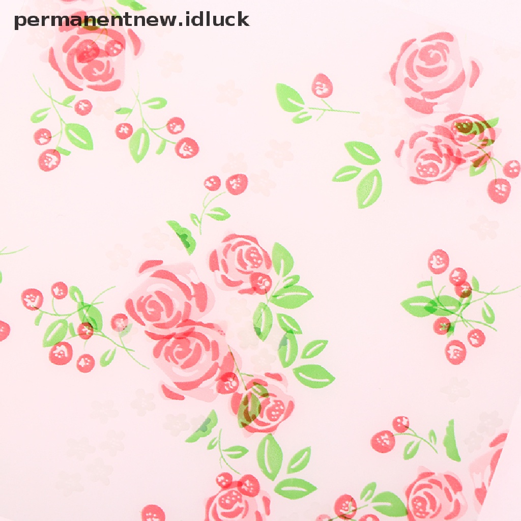 100 Pcs Tas Penyimpanan Bahan Plastik Transparan Motif Bunga Mawar Dengan Perekat Untuk Hadiah