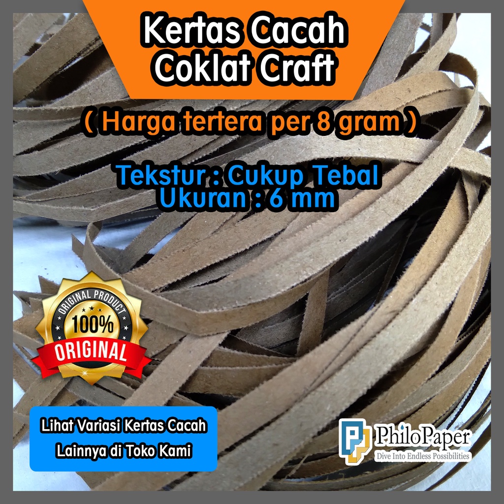 

Kertas Cacah ~ Permukaan Coklat Craft Cukup Tebal / Kertas Serut Brown Sack / Isian Hampers
