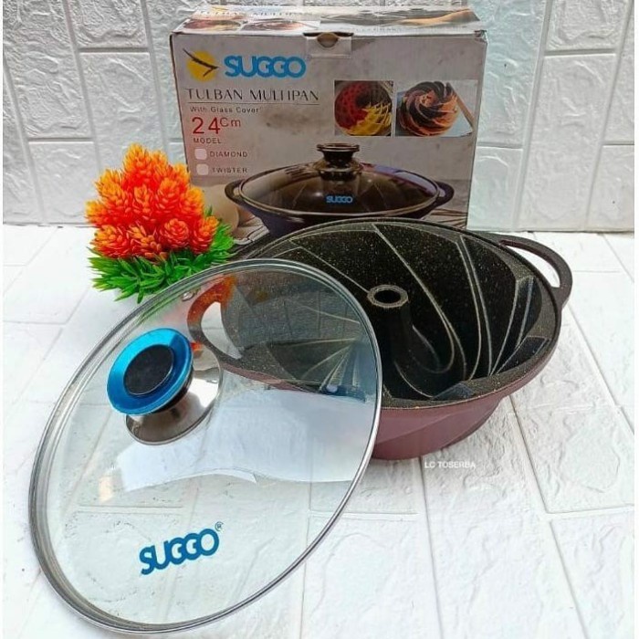 SUGGO Cetakan Kue Bolu 24 cm Tulban Multipan / Cetakan Kue Bolu Anti Lengket Motif Twister & Diamond