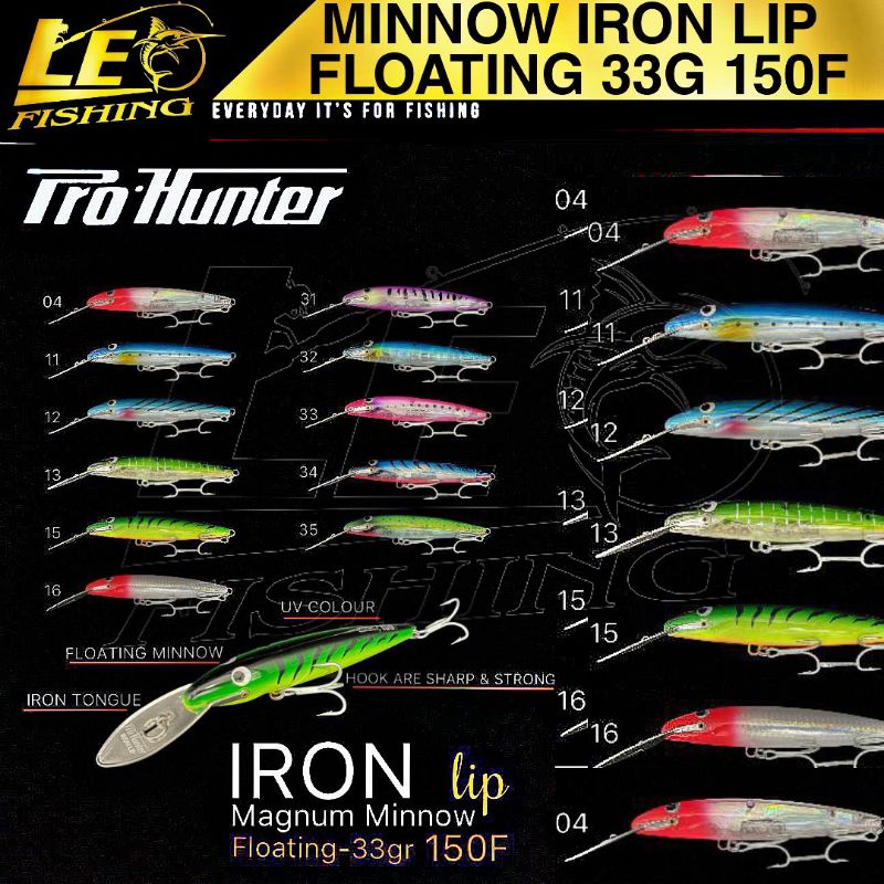 LURE TROLLING PRO HUNTER IRON MAGNUM MINNOW LIP 15CM 33GRAM FLOATING UMPAN PANCING TERLARIS