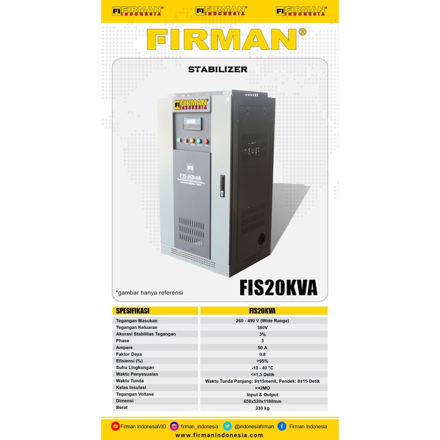 Stabilizer LISTRIK FIS20KVA FIRMAN 3 Phase 20KVA INDUSTRIAL / Stavol Stavol Stavolt FIS 20 KVA Stabiliser FIRMAN FIS-20KVA