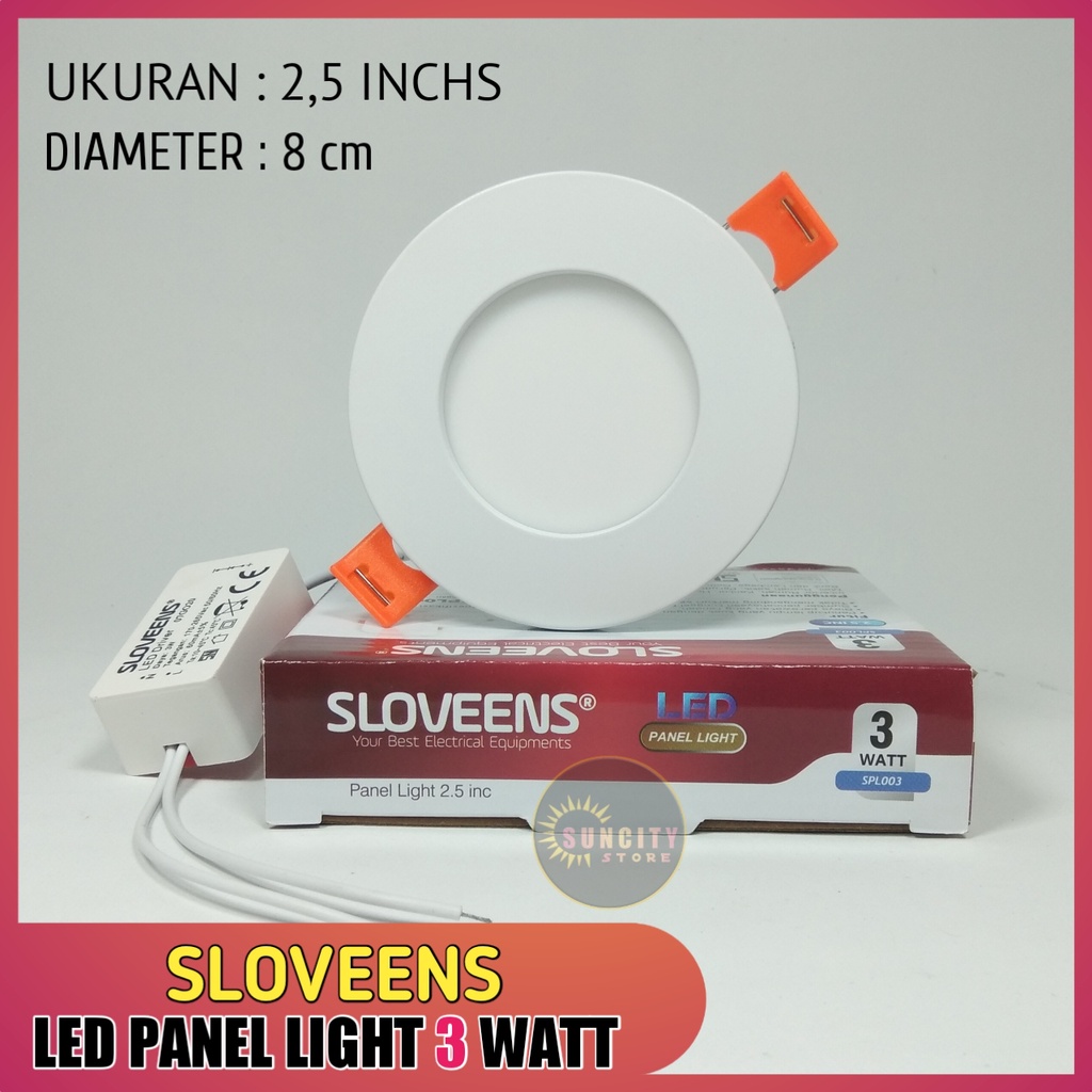 Sloveens Panel LED / LED Downlight Inbow 3 Watt - Cahaya Putih &amp; Warm White