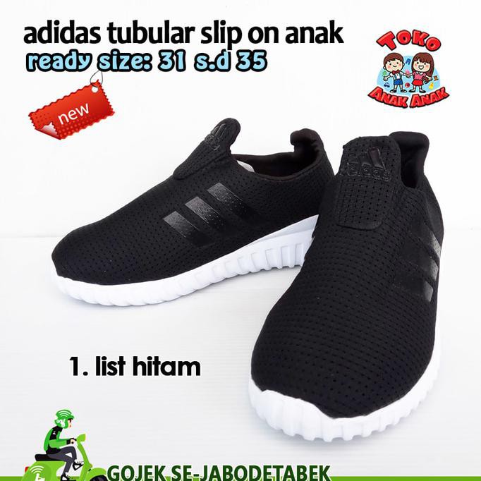Adidas Tubular Slip On Anak Import. Sepatu Adidas. Adidas Anak - 31, List Hitam Murah 