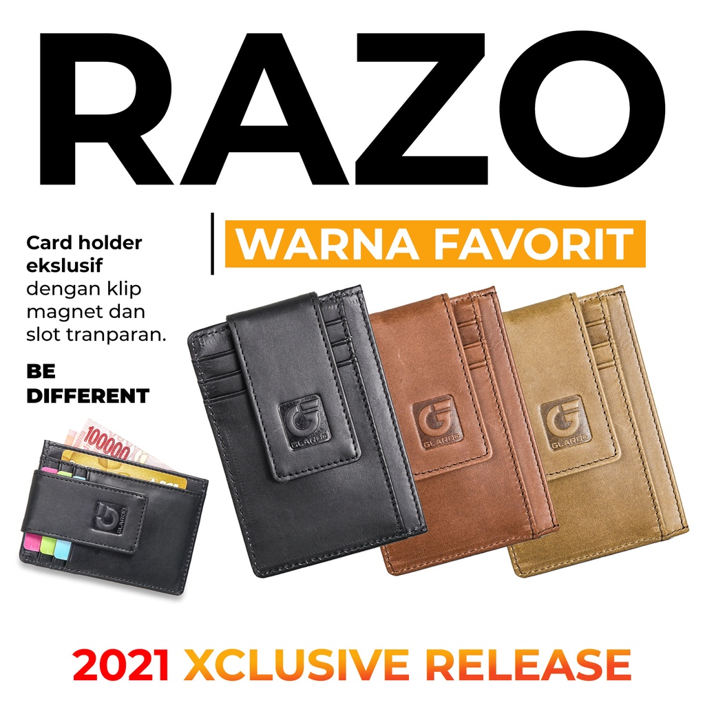 (NEW RELEASE) GLARDO RAZO DOMPET KARTU/CARD HOLDER KULIT PRIA WANITA | KULIT SAPI ASLI | GARANSI 2 T