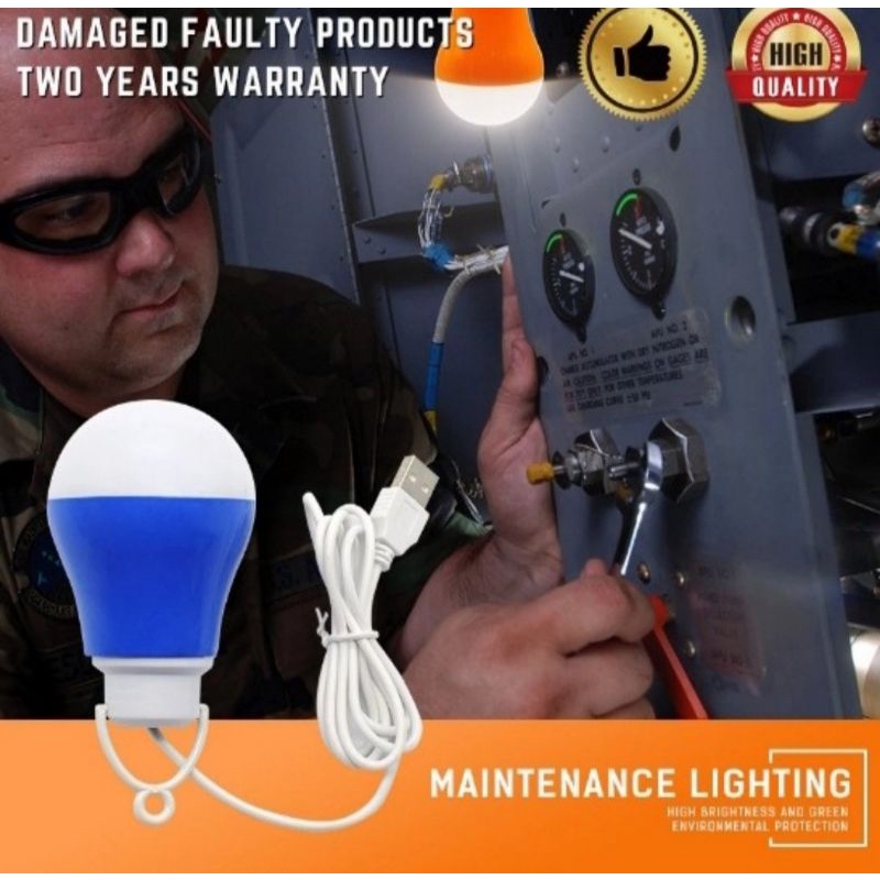 USB lampu LED bohlam 5w 5watt 5v DC powerbank charge emergency
