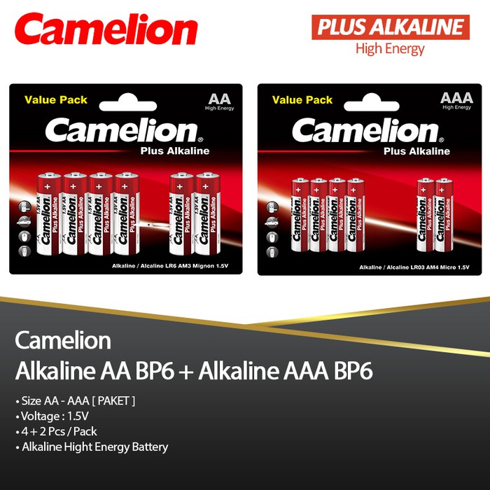 BUNDLING BATERAI CAMELION ALKALINE AA+AAA - 12 PCS