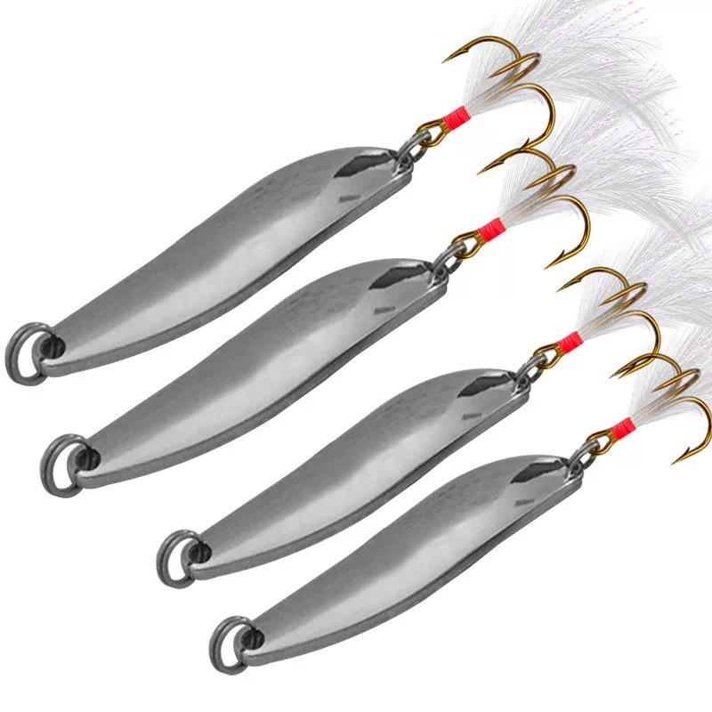 Spoon Lure Metal 20gr Umpan Pancing Termurah Treble Hook Bulu Gold & Silver Polos