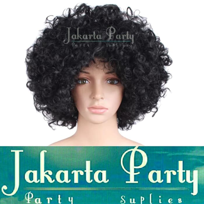 Wig Wig Kribo Wig Keriting Rambut Palsu Wig Party Wig Hitam