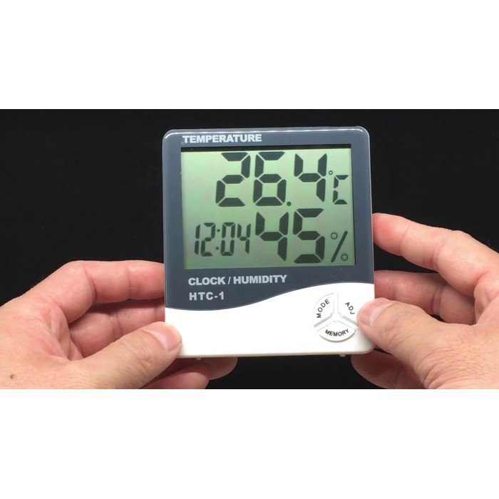 Jam Digital HTC - 1 Digital Hygrometer &amp; Temperature Meter LCD with clock