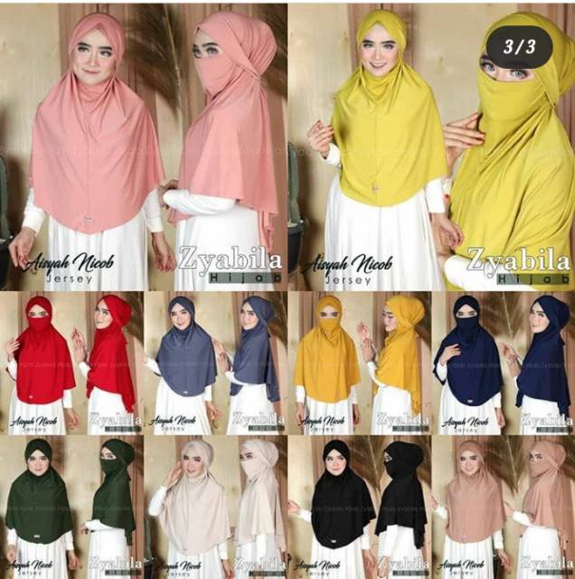 Bergo Aisyah Nicob / Jilbab Masker ORIGINAL Zyabila Hijab