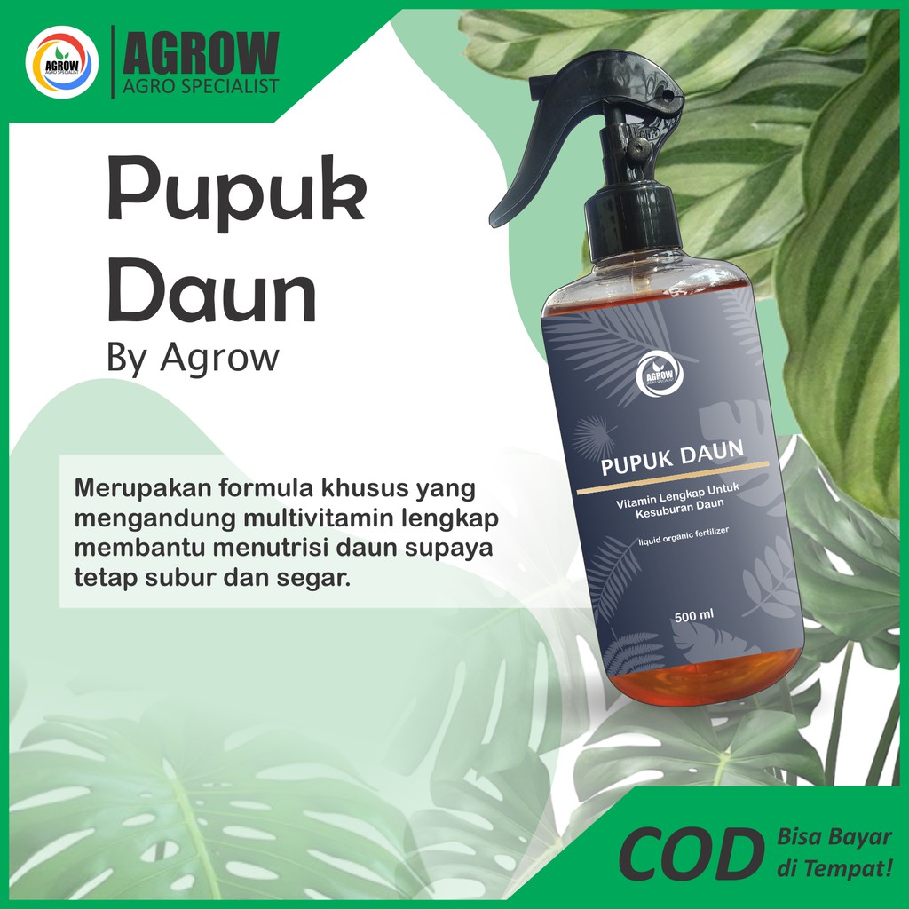 Pupuk Daun Tanaman Hias By Agrow Nutrisi Suplemen Vitamin Daun Aglonema Monstera Calathea 500 ml