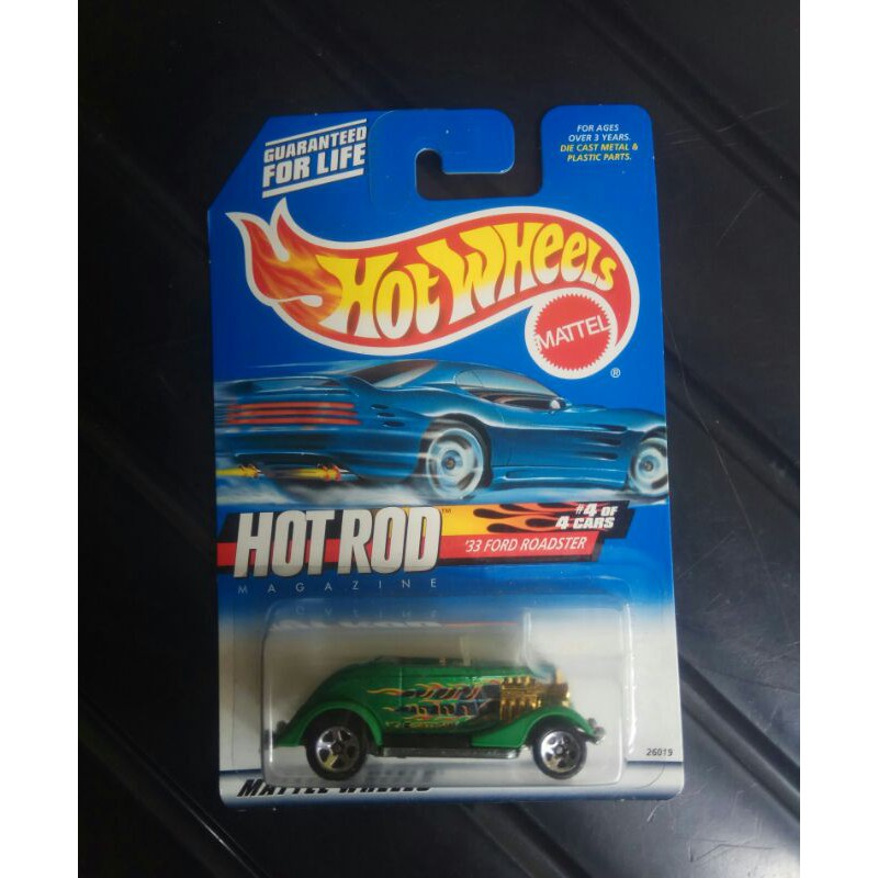 hotwheels 33 FORD ROADSTER hijau HW HOT ROD MAGAZINE blue card ,card lawas