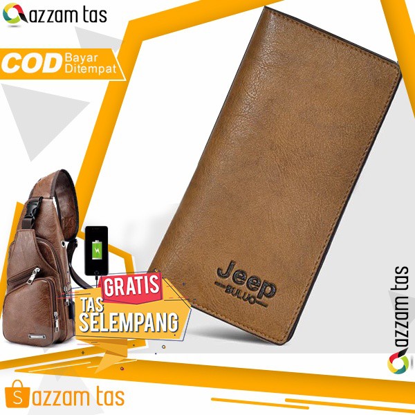 ¶437¶ Dompet Lipat Pria Wanita Panjang Kulit Jeep Buluo 