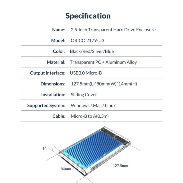 2179U3 ORICO 2.5-Inch Hard Drive Enclosure