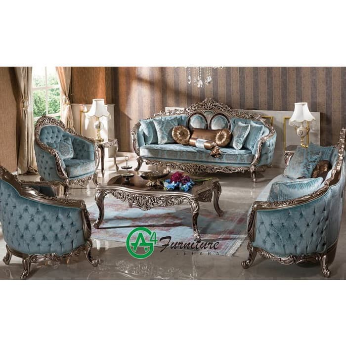 Kursi Sofa Mewah Ruang Tamu Olimpus Kayu Jati