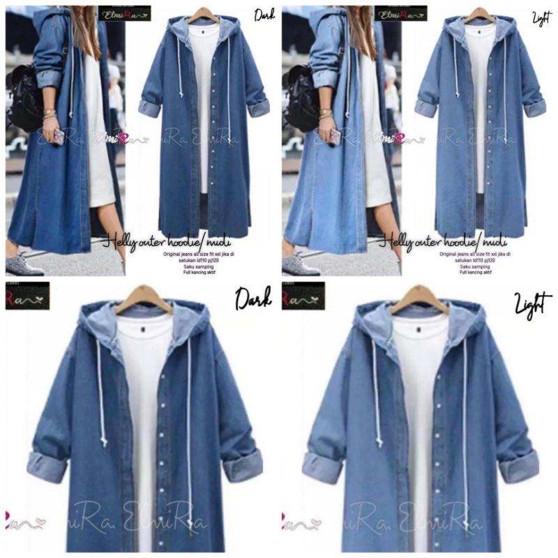 HELLY OUTER HOODIE MIDI / MISCA BLAZER JEANS ORI BY ELMIRA (100% REAL PICT ORI BERLABEL ELMIRA)