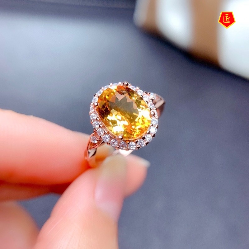 [Ready Stock]Simple Personality Natural Citrine Ring