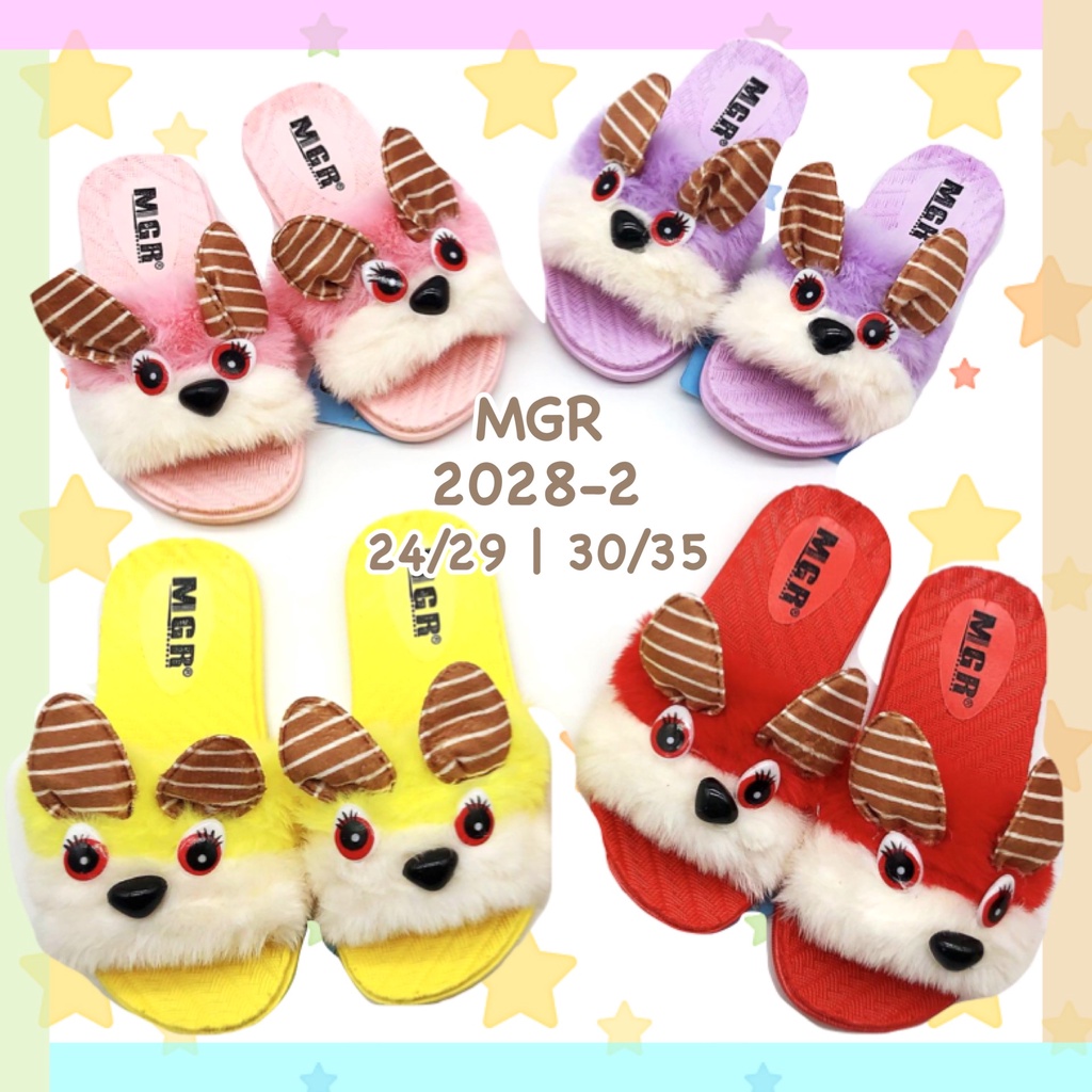 Sandal Slop Bulu Anak Cewek Bunny Rabbit Kelinci Lucu Imut Murah Enteng MGR Mokaya Morego Balance / 2028-2 (24/29) (30/35)