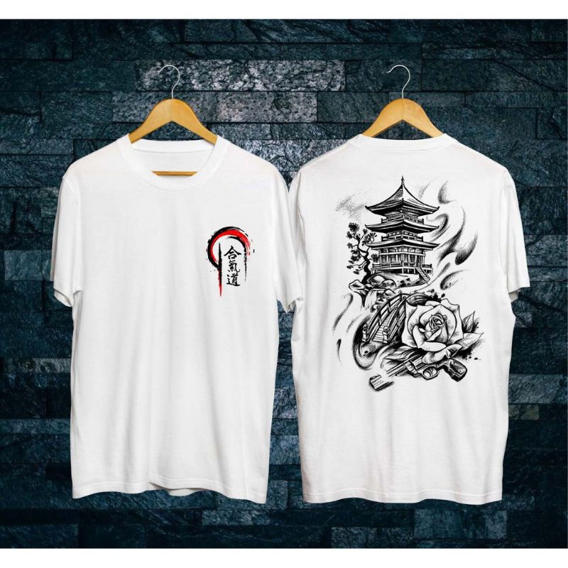 Kaos PAGODA WHITE Terbaru / Kaos Samurai Keren Lengan Pendek
