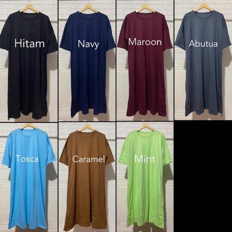 MENDY DRESS BASIC OVERSIZED PANJANG LONG KAOS DRESS TSHIRT POLOS KATUN KAOS TUNIK SIMPLE KOREAN